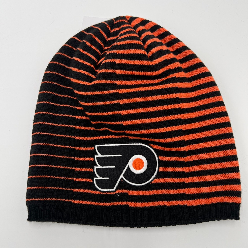 Adidas Philadelphia Flyers NHL‎ Striped Beanie Hat Black Orange NEW